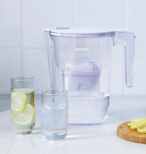 Philips Water Carafe filtrante Philips +6 Cartouches filtrantes de Remplacement Micro X-Clean, débit Rapide, Blanc, 2,6 litres, minuterie électronique - Image 2