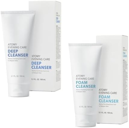 Korean Skin Care Rutine Evening Care Foam Cleanser 5.1 oz (150g) +Deep Cleanser 5.1oz(150g) Facial Foam by Unknown