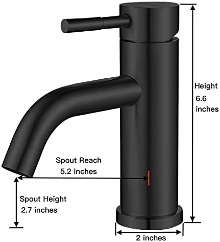 Modern Single Handle Bathroom Faucet Single Hole Matte Black Bathroom Sink Faucet Stainless Steel Commercial Basin Faucet(Matte Black No Drain) - Image 5