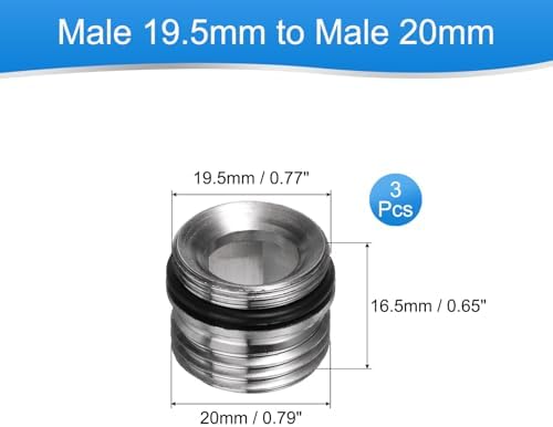 uxcell 3Pcs Faucet Adapter, Male 0.77in to Male 0.79in Kitchen Sink Stainless Steel Tap Aerator Adapter to Connect Garden Hose, Water Filter, Standard Hose Diverter - Image 2