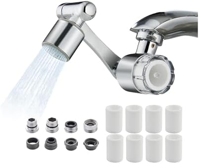YYKBZ Water Filter For Sink Faucet Extender,1080° Swivel Aerator,2 Modes Spray Sink Water Filter,Brass Faucet Mount Purifier System For Kitchen/Bathroom/Toddlers,Multiple Adapters With 9pcs Filters by Unknown