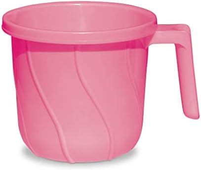 Premium BPA Free Plastic Mugs for Bathroom, Bath Mug, Stripes Design Bathing Mugs Dabba Camping Mug, 50 Ounce Capacity (Pink, 1) by VAKRATUNDA+KITCHENWARES
