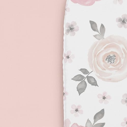 Sweet Jojo Designs 2-Piece Baby Bassinet Sheets Set (Pink/Grey Boho Floral) for Girls, Infant Nursery, Newborn Room - Oval Rectangle Hourglass Mattress (Solid Color, Bohemian, Farmhouse, Chic, Flower) - Image 5