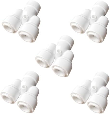 RO Fittings Y Type 3/8 inch Tubing OD Use Two Way Water Line Splitter Quick Connect Tube Fittings Push to Connect Plastic Connectors for Water Filtration System(Pack of 5) by Unknown