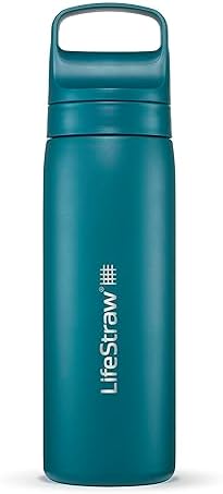 LifeStraw Go Series Insulated Steel Water Filter Bottle, 18 oz, Laguna Teal by Unknown