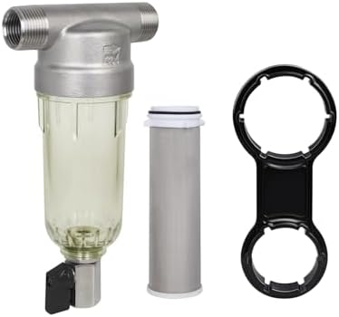 304 Stainless Steel 40 Micron Spin Down Water Filter, Whole House Spin Down Sediment Water Filter, Reusable Flushable Pre-Filtration System, 3/4" MNPT + 1/2" FNPT, BPA Free by Amwater