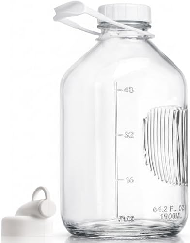CUCUMI 1 Pack 64 Oz Glass Milk Bottle with Lid by CUCUMI