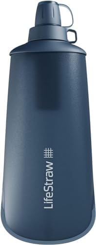 LifeStraw Peak Series - Collapsible Squeeze Bottle Water Filter System - 1L for Trail Running, Camping, Hiking, Travel, Cycling, and Fishing; Mountain Blue by Unknown