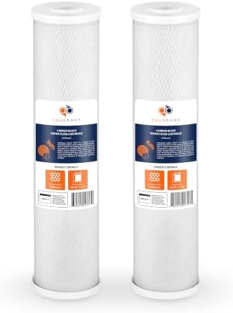 Aquaboon 4,5 x 20 inch Carbon Filter Cartridge - 5 Micron Coconut Shell CTO Big Blue Filter - Whole House Well Water Filtration - Matches DB20P, CTO20BB, Pentek FLOPLUS-20BB, 155312-43 (2 Pack) by Aquaboon