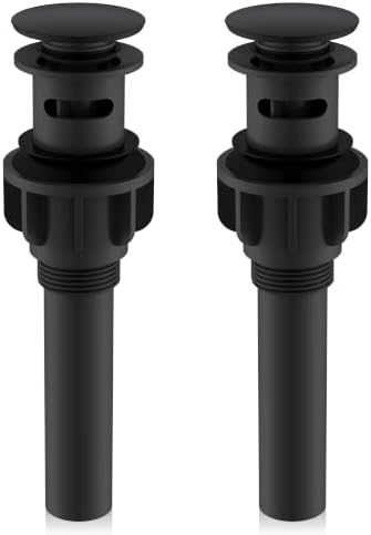 KENES 2 Pack Bathroom Sink Drain with Overflow, Matte Black Pop Up Drain by KENESBathroomKitchen