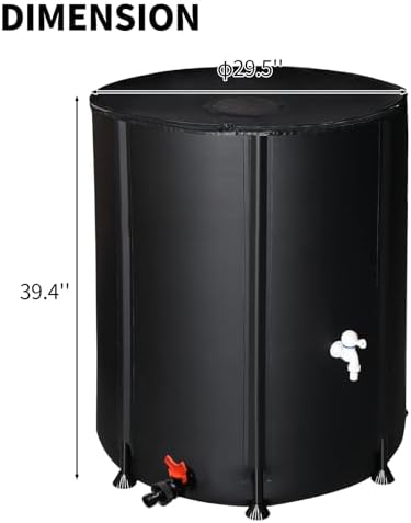 Collapsible Rain Barrel,Portable Water Storage Tank,Rainwater Collection System Downspout,Water Catcher Container with Filter Spigot Overflow Kit (132 Gallon) - Image 2