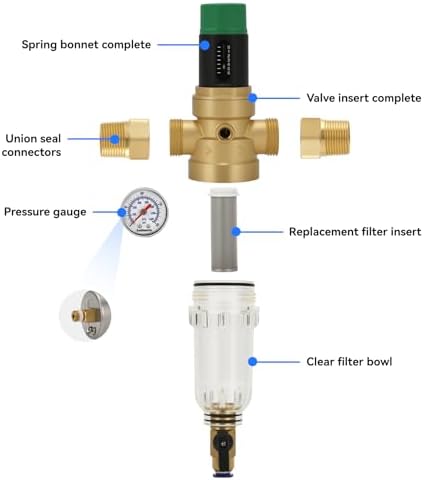 Spin Down Sediment Filter with Pressure Reducer and Pressure Gauge, 50/100 Micron Precision, 3/4"NPT - Image 6