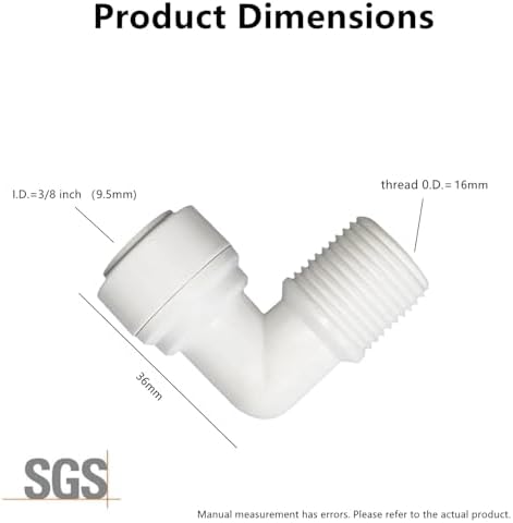 10 PCS 3/8" Male x 3/8" OD Push to Connect Tube Fitting - Quick Connect for Water Purifiers, Drinks Dispenser & Filtration Systems (Elbow Type) - Image 2
