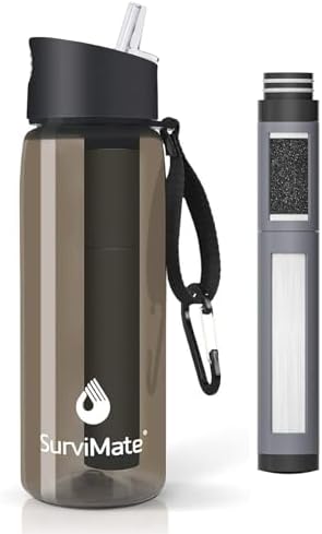 SurviMate 5-Stage 0.01μm Ultra-Filtration Filtered Water Bottle BPA-Free by SurviMate