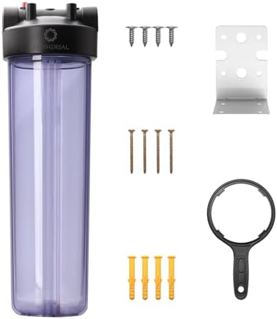 Airthereal Whole House Water Filter Housing, Sediment Filters for Well and City Water, 20"x4.5" Sediment Whole House Water Filter Cartridges with 3/4" NPT Port, Pre-Filtration System (Clear Housing) by Airthereal