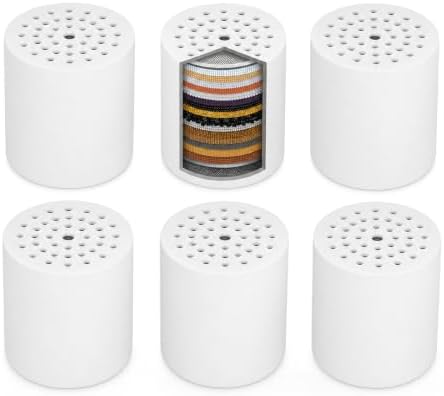 Shower Filter Replacement Cartridge, 6 Pack 20 Stage for Hard Water by GINOOJY