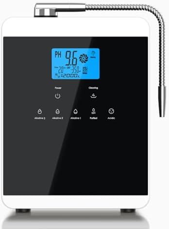 Alkaline Water Ionizer Machine for Home, 11 Titanium Plates Alkaline Water Machine, pH 4-10.5 Acid Water Purifier, Water Filter Up to -600mV ORP | 10000 Liters Per Filter, Auto-Cleaning, Black by Koract