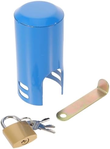 Outdoor Faucet Lock Cover with Keys, Blue Metal Water Tap Protector by COHEALI