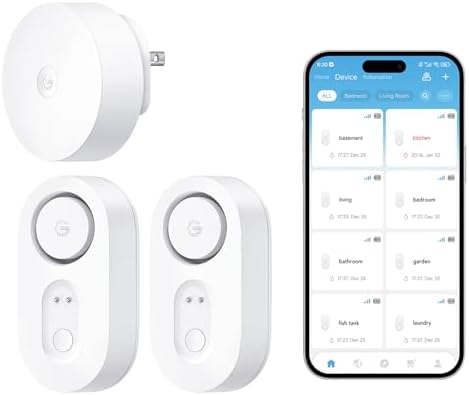 GoveeLife Upgraded Smart Water Leak Detector 1s with High Alarm, 2 Pack by GoveeLife