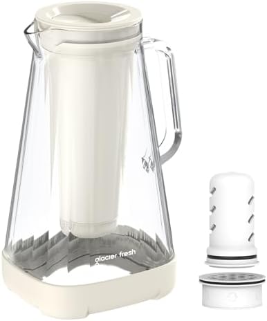 GLACIER FRESH 10 - Cup Purela Glass Water Pitcher With 2 Filters, White by GLACIERFRESH