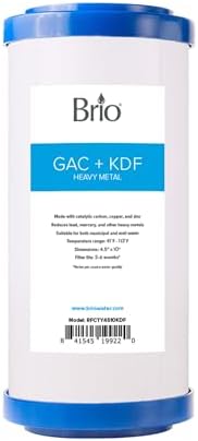 Brio RFCTY4510KDF | GAC + KDF Heavy Metal Filter for Whole House Water Filter System (Universal Replacement) Fast-Flow | Removes Dirt, Improves Taste & Protects Appliances | 4.5" x 10" by Brio
