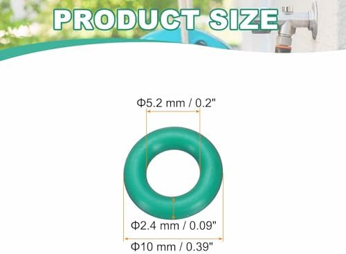 HARFINGTON 20 Pcs Fluorine Rubber O-Rings 10mm OD 5.2mm ID 2.4mm Width Round Sealing O Ring Seal Gasket for Industrial Engines Plumbing Faucet Hose Automotive - Image 2