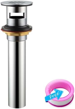 Purelux Grid Drain Strainer Assembly with Overflow for Bathroom Sink, Made of Brass Chrome Finish - Image 3