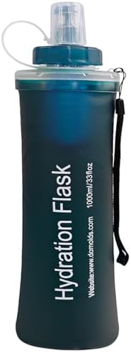 GUYI 1.0L Collapsible Water Filter Bottle, Removes Impurities, BPA Free, Ultralight for Hiking, Camping, Cycling & Travel-Dusty Blue by GUYI