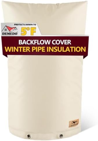 Backflow Preventer Insulation Cover - Water Pipe Insulation Sprinkler Cover for Outside - Insulated Backflow Cover Pouch for Irrigation Back Flow Valve in Winter or Sun Exposure (14" W x 26" H, Sand) by DEMEDO