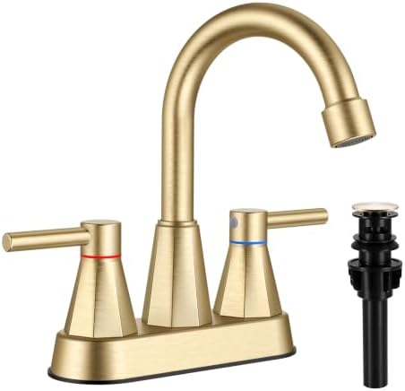 Bathroom Sink Faucet Brushed Gold, 2-Handle 4-inch Centerset Faucet by IUERASD