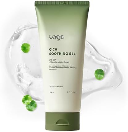 TAGA Cica Soothing Gel 200ml | Vegan Cooling Moisturizing Gel with 900,000ppm Centella & Vitamin K | Lightweight, Fast-Absorbing Hydration for Face & Body | Non-Sticky Cooling Care for Sensitive Skin by Taga