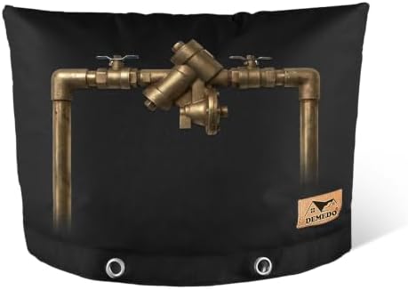 Backflow Preventer Insulation Cover - Water Pipe Insulation Sprinkler Cover for Outside - Insulated Backflow Cover Pouch for Irrigation Back Flow Valve in Winter or Sun Exposure (30"W x 24"H, BLACK) by DEMEDO