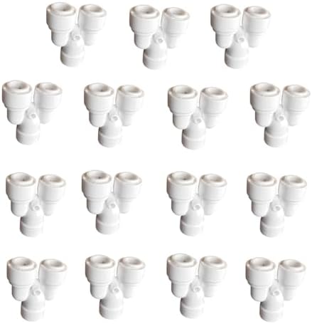 15 Pack 1/4 Inch Y Type 3 Way Tee Splitter Fittings - RO Water Reverse Osmosis Quick Connect Tube Fittings Connectors for Faucet, Dispenser, Ice Maker by Unknown