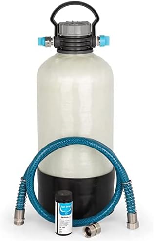 Camco TastePURE Portable Compact 4 GPM Hard Water Softener Kit with Carry Handle, 4' Hose, and 50 Test Strips for Boats and RVs by Camco