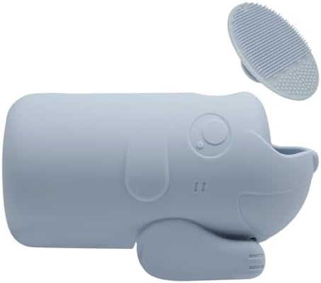 mandoo Faucet Extender for Toddlers, Bath Spout Cover for Baby, Bathtub Faucet Cover for Baby, Toddler Bath Silicone Shower Toys,Head Protector for Kids Safety.（Grey+Brush） by mandoo