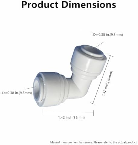 3/8 inch x3/8 inch Tube Push Union Elbow Quick Connect for RO Water Filter Fitting（ Pack of 5） - Image 2