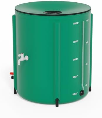 VINGLI Collapsible Rain Barrel Portable Rain Water Collection (Green, 50 Gal w/Scale Line) by VINGLI