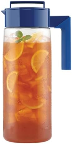 Takeya Airtight Pitcher - Durable BPA-Free Eastman Tritan Odor/Stain-Resistant Leakproof Lid for Iced Tea/Water Easy-Grip Silicone Handle Spill-Free Spout Fridge-Friendly Made in USA 2 Quart/Blueberry by Takeya
