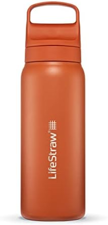 LifeStraw Go Series Insulated Steel Water Filter Bottle, 24 oz, Kyoto Orange by Unknown