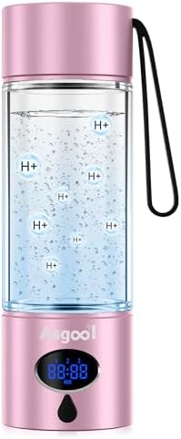 360ml Portable Hydrogen Water Bottle Generator with PEM-SPE Tech, Glass Exterior & Aluminum Shell, 5000 PPB in 8 Minutes, Health Care Gifts for Husband, Wife, Family, Friends, Travel by Asgool