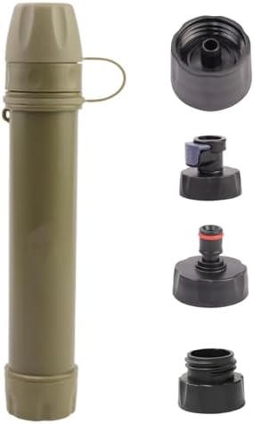 1 Pack Survival Water Filter Straw for Hiking & Camping, 2025 Personal Portable Water Purifier, 3000L Long Life, Includes Bottle & Hydration Bladder Adapters (1, Dune Brown, 3x3x19.3cm) by Unknown