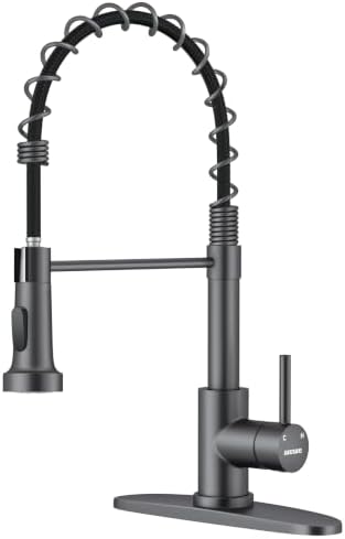 WEWE Pull-Down Kitchen Faucet, 2-Mode Sprayer, Matte Gray, High Arc by WEWE