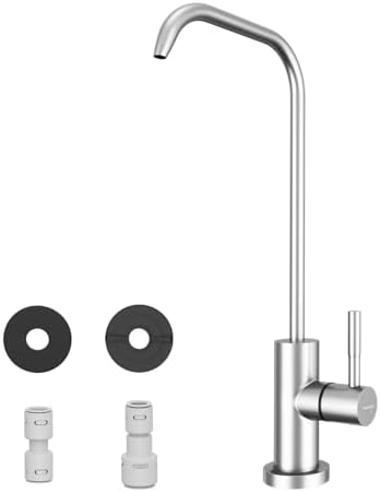 WEWE RO Drinking Water Faucet, Brushed Nickel, 1/4" & 3/8" Connectors by WEWE