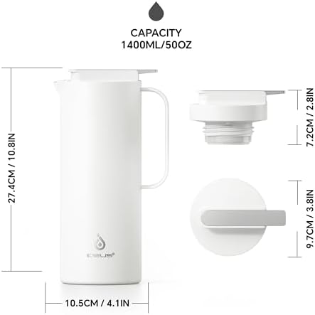 Ideus Thermal Coffee Carafe 50oz, Beverage Dispenser White - Image 6