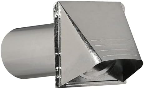 Deflecto Dryer Vent, Wide Mouth Galvanized Vent Hood with Pipe, Silver, 4” (GVH4NR) , GRAY - Image 3