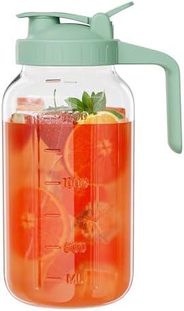 JunVpic Glass Pitcher with lid, 64 oz Wide Mouth Mason Jar by Junvpic