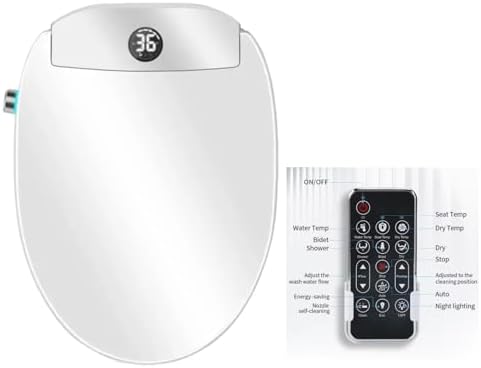 Electric Bidet Toilet Seat, Filtered & Unlimited Warm Water, 8 Modes Spa Wash, Warm Air Dryer, Heated Seat, Self-Clean Stainless Steel Nozzle, HD Night Light. 10-year warranty. (TB-45E,Elongated) - Image 3