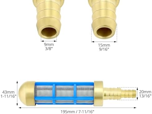 QWORK Water Hose Filter, 3/4'' & 5/8'' Pressure Washer Filter, Brass Hose Water Suction Strainer Pickup Filter - Image 6