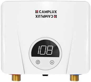 CAMPLUX Tankless Water Heater Electric 120V, 3500W Point of Use Instant Hot Water Heater, Save Space for Sink Wall Mounted LED Digital Display CSA Certified by CAMPLUX