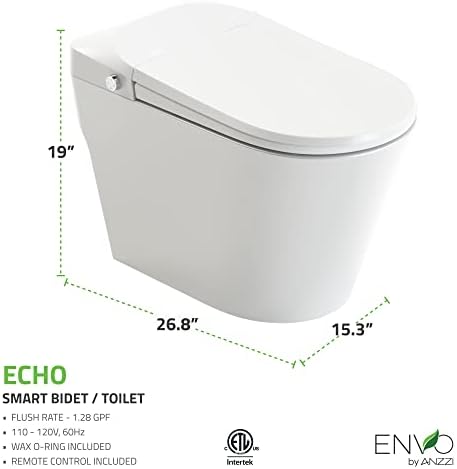 ANZZI One Piece Smart Toilet Bidet Elongated 1.28 Gpf White With Auto Open - Image 2